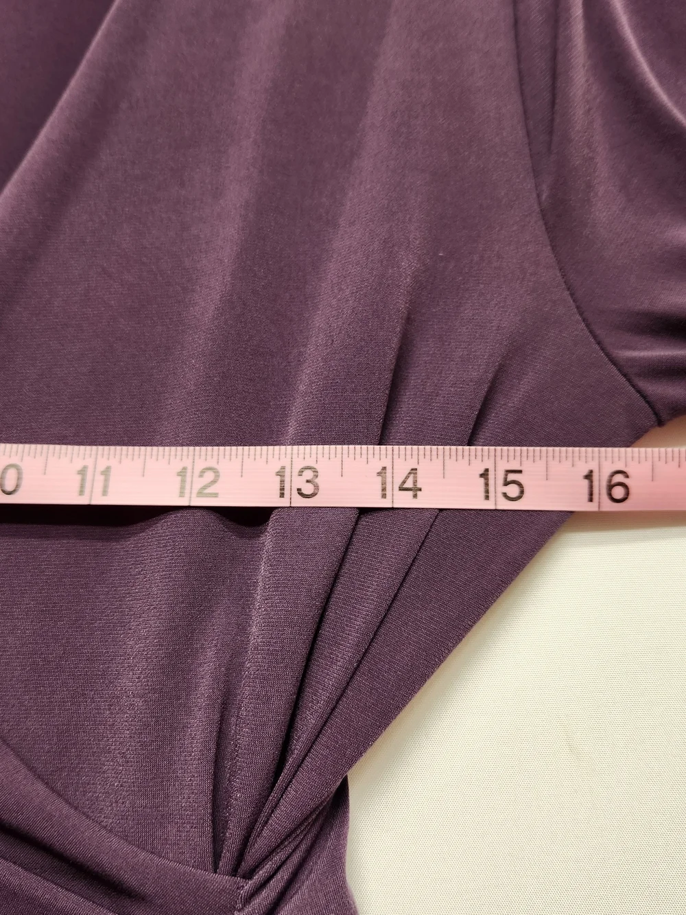 ⭐️Covington Plum Purple Faux Wrap Dress Small S Ruched V-Neck Midi Knit Body Con